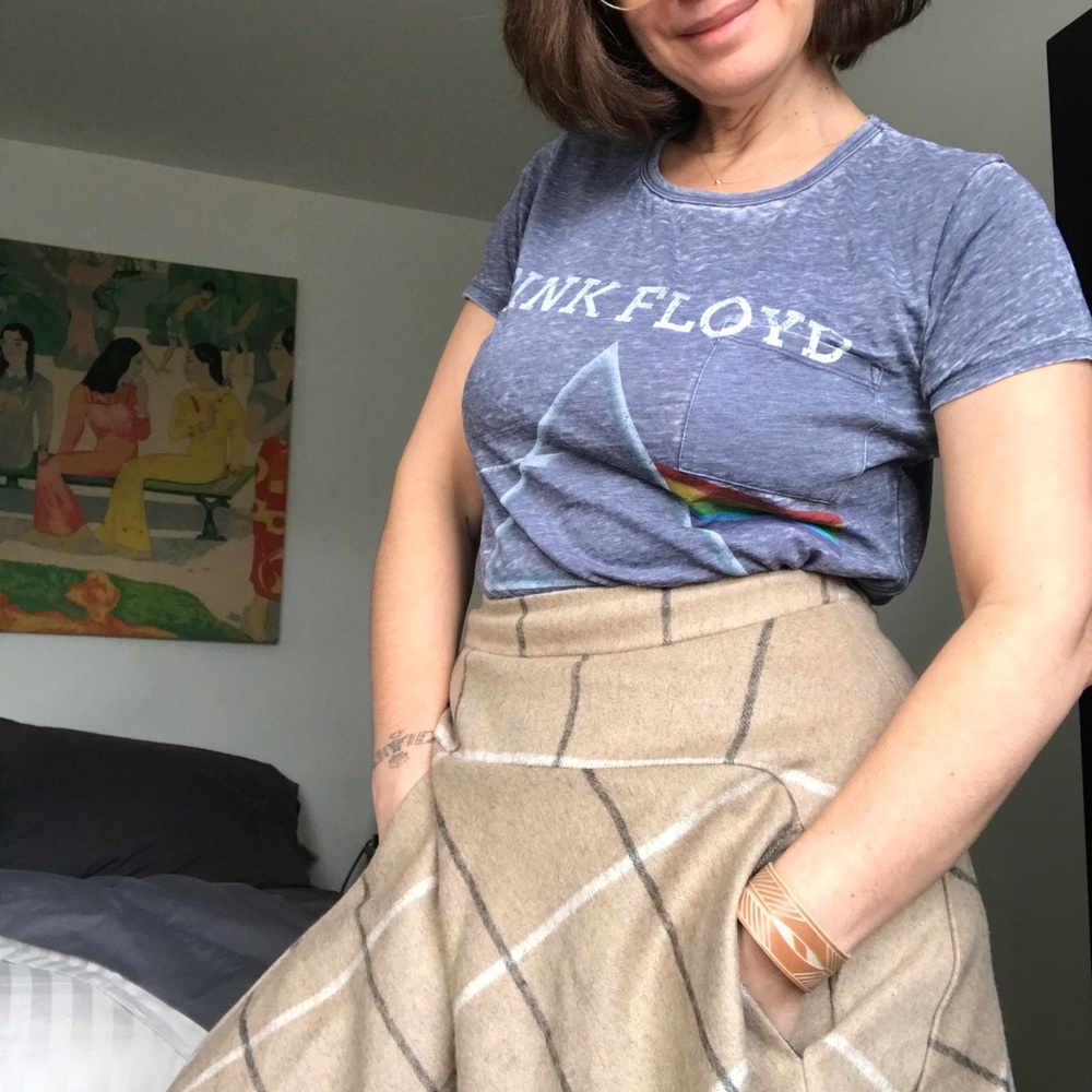 Plaid Wool Skirt With Pockets
